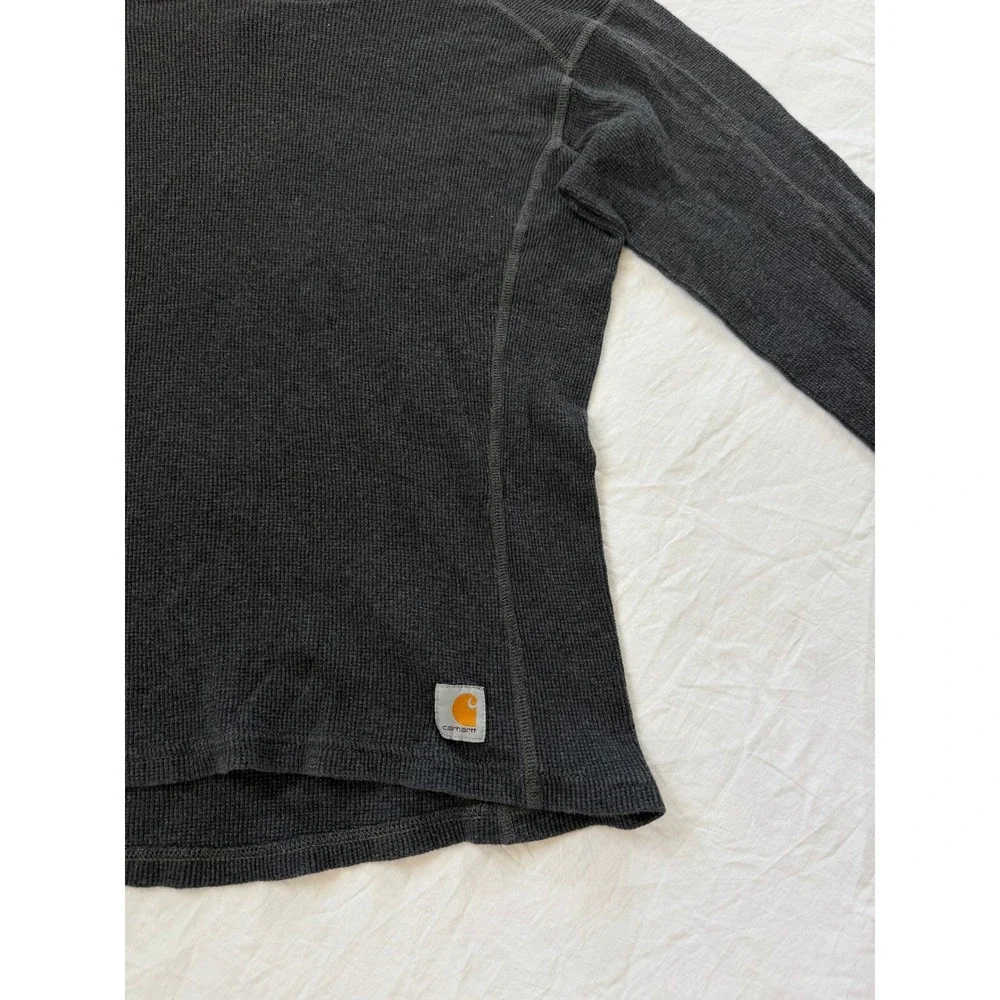 Carhartt Force Mens Small Gray Waffle Knit Thermal Base Layer Long Sleeve Shirt